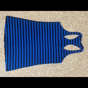 LULUlemon racer back tank size large (no shelf bra)black/blue stripe.  L